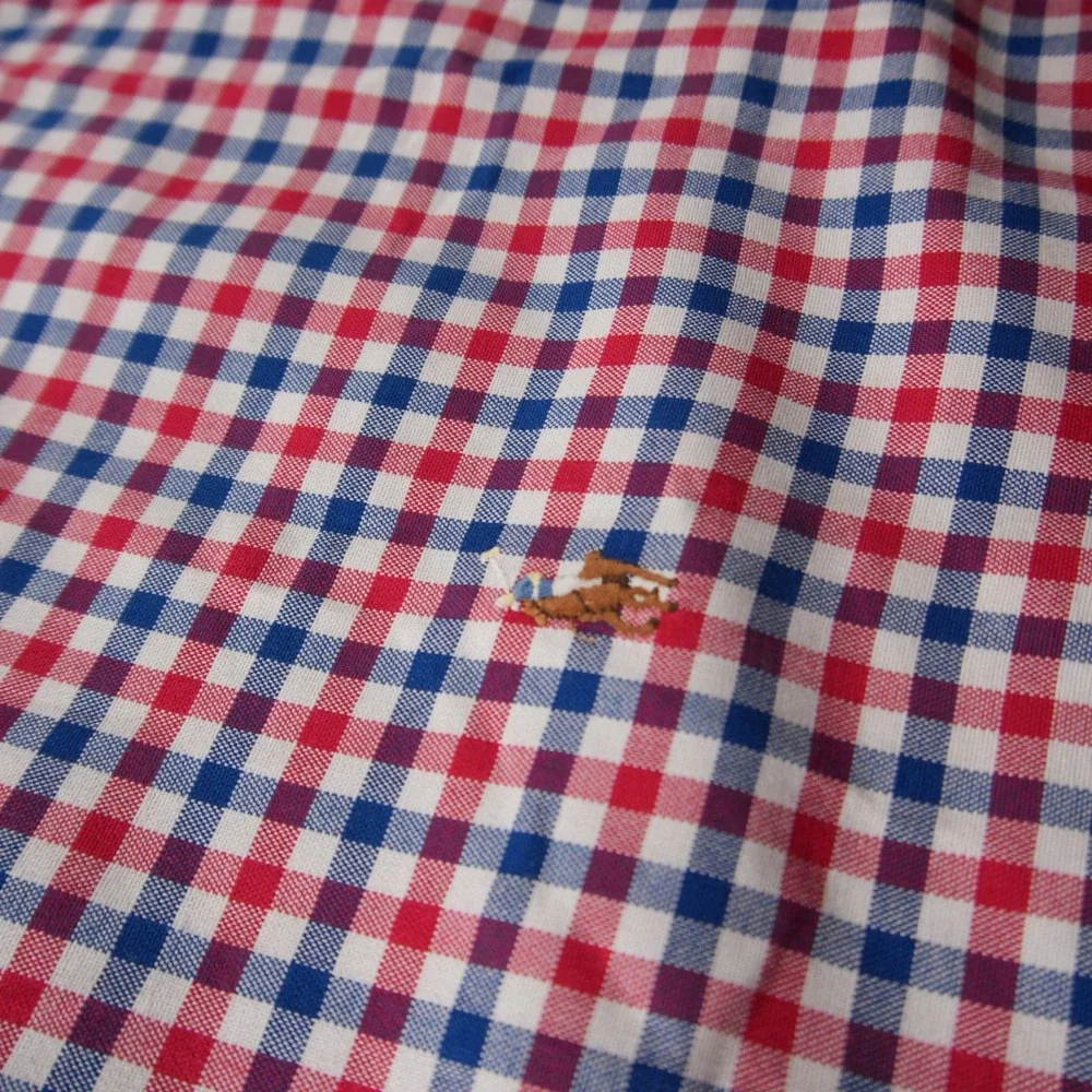 Ralph Lauren Gingham Check Short Sleeve Men Shirt 3XB Red White Blue Ivy Prep